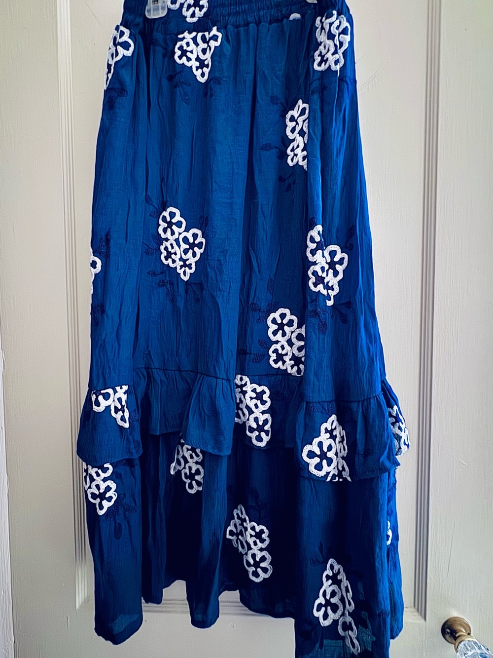 Blue Floral Embroidered Maxi Skirt - Picture 2 of 5